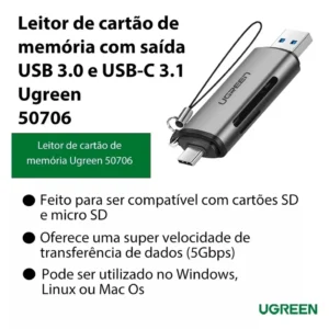 Adaptador OTG 3.0 3 em 1 Tipo C/v8/iphone Knup HM006