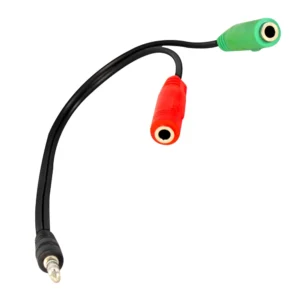 Cabo P2 P3 com Microfone Verde
