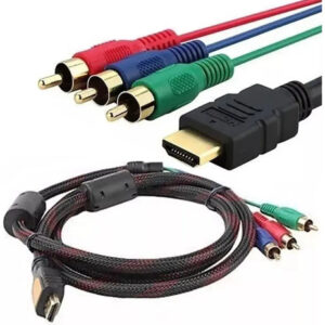 Cabo Malha Adaptador HDMI X AV Rca Dourado 1.8 Metros