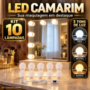 Kit 10 Lampadas de Espelho LED USB 5V 2A 6000K-6500K TX0218-XL
