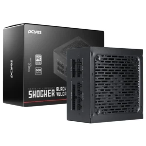 Fonte Gamer Pcyes Shocker Full Modular 600W 80 Plus White – Black Vulcan – FM600WBV