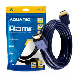 Cabo HDMI 2.0 4K Ultra HD 5 Metros Aquário – 4K05