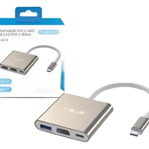 Adaptador Tipo-c 3 em 1 Hdtv/usb 3.0 e Tipo-c Femea It-bue LE-5573