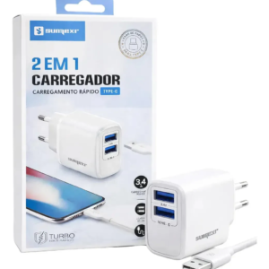 Carregador Celular 2 USB 5A Sumexr SX-F19-PD
