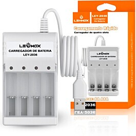 Carregador de Pilha Bivolt Aa/aaa Lehmox LEY-2036