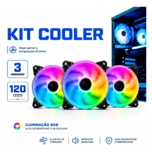 Kit Cooler K-mex Argb Aasa 3 Coolers 120 Mm com Controladora
