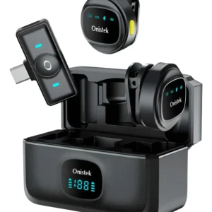 Microfone de Lapela sem Fio com Case Recarregavel 1 Par Lightning Magnetico Onistek ON-MC827