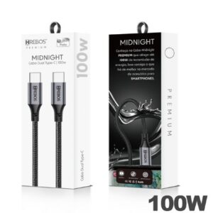 Cabo Turbo Usb-c para Usb-c Hrebos CB-362C Ate 100W Corda