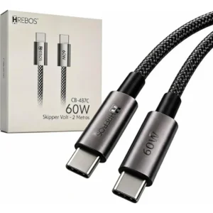 Cabo Usb-c para Usb-c Hrebos 60W Tipo Corda 2m CB-487C