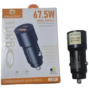 Carregador Veicular Turbo Alumínio USB + Usb-c 45W L-07 Hmaston