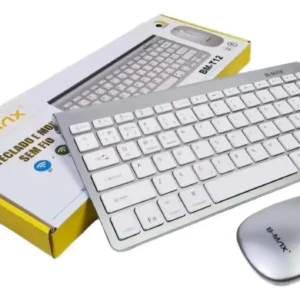 Kit Teclado e Mouse sem Fio e Bluetooth Bmax BM-T12 Prata Branco