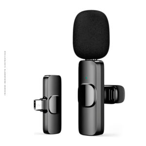 Microfone Bluetooth Lapela sem Fio Usb-c e Lightning K8